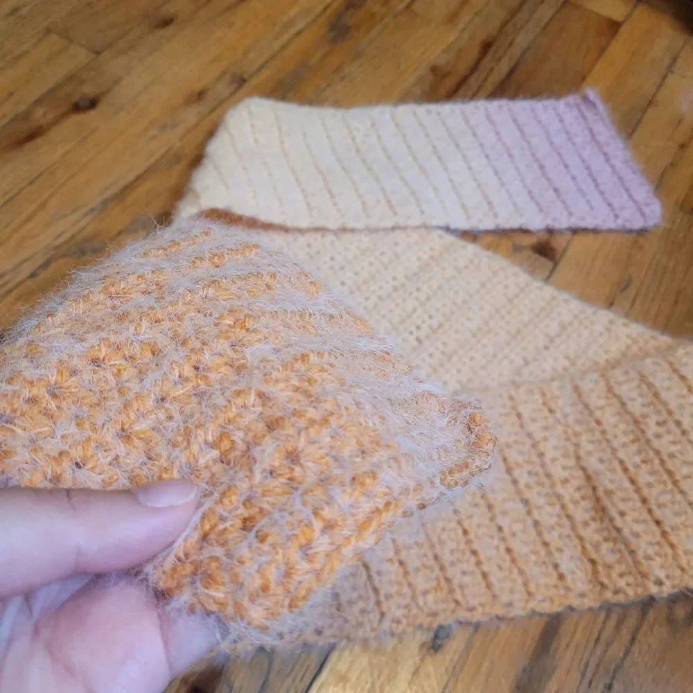 Handmade Crochet Cozy Knit Scarf in Pastel Shades Of Orange & Pink SUPER SOFT